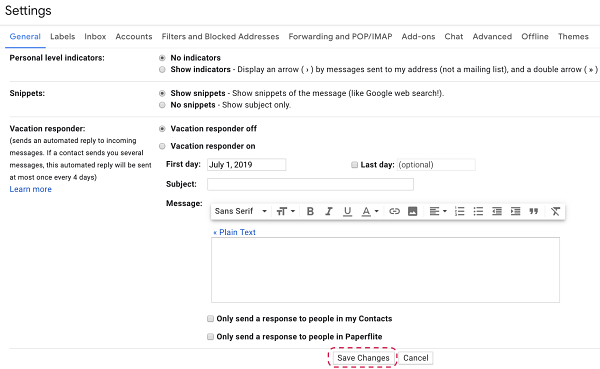 How to add signature in Gmail _ Paperflite _ Save Changes