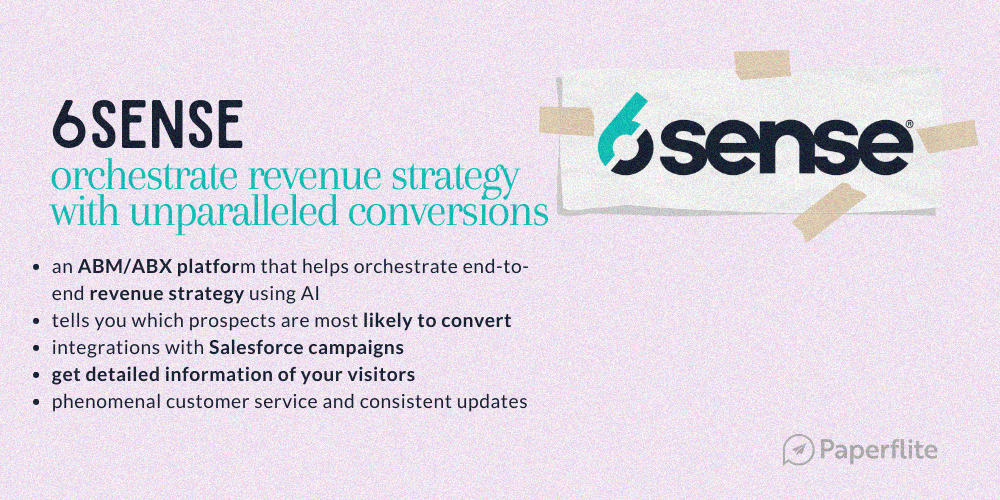 An image summarising 6sense's capabilities - by Paperflite