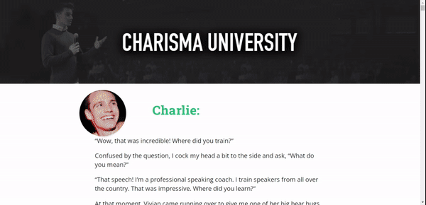a screenshot of Charisma's landing page in a blog post on landing page optimization by Paperflite
