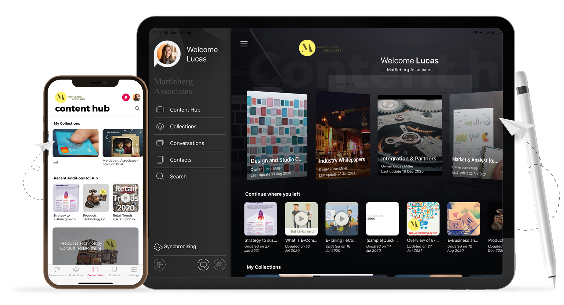 content hub on paperflite's iPhone and iPad app