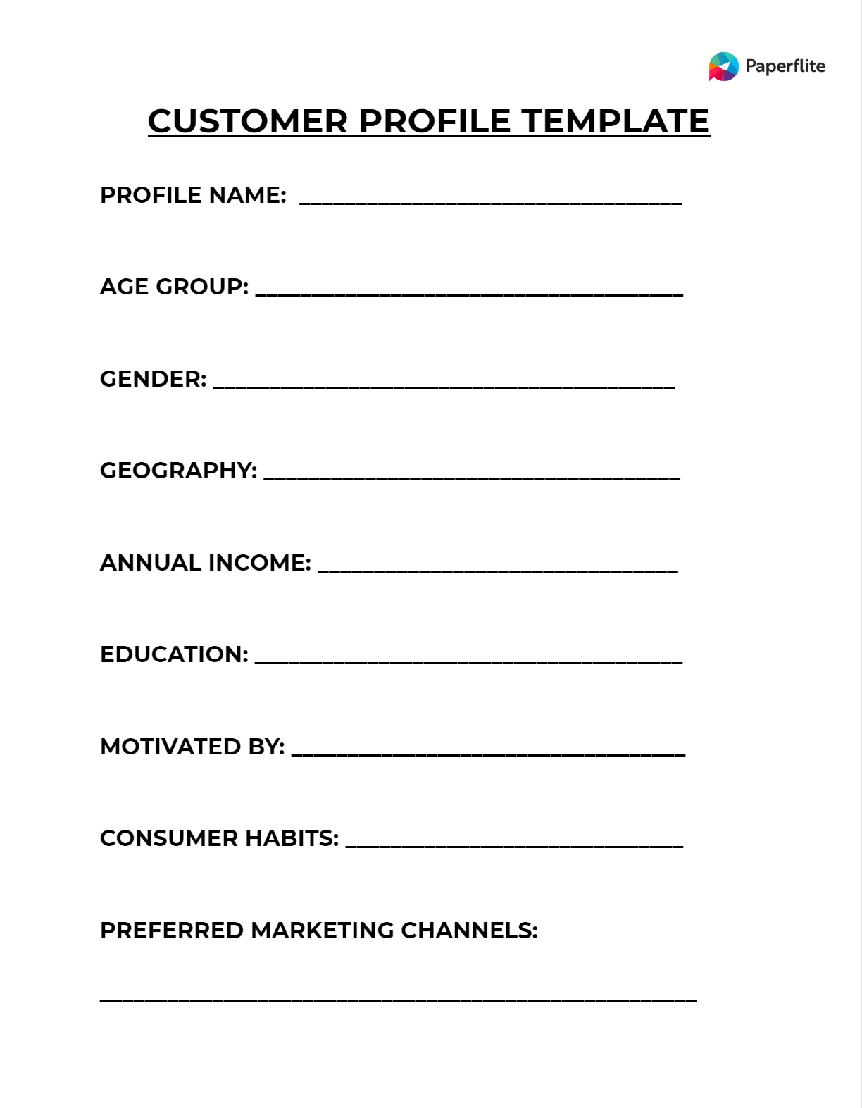 Customer Profile Template to Identify a Target Audience