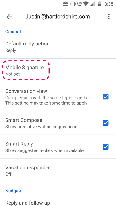 How to add signature in Gmail app _ Paperflite _ Choosing mobile signature_opt
