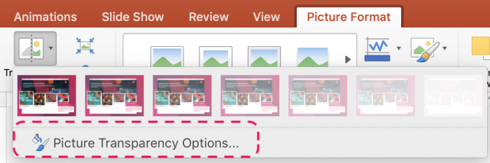 Featured image of post How To Make A Picture Transparent In Powerpoint 2010 : Protect your ppt with a transparent banner on the background or slide master.