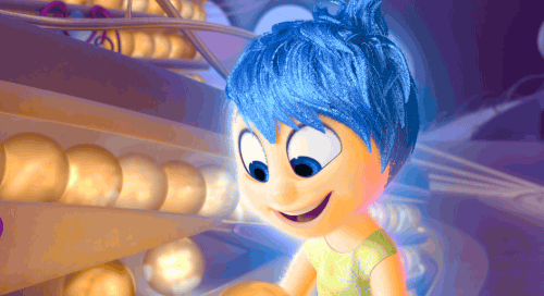 GIF of Joy from Pixar's Inside Out finding a happy core memory. 