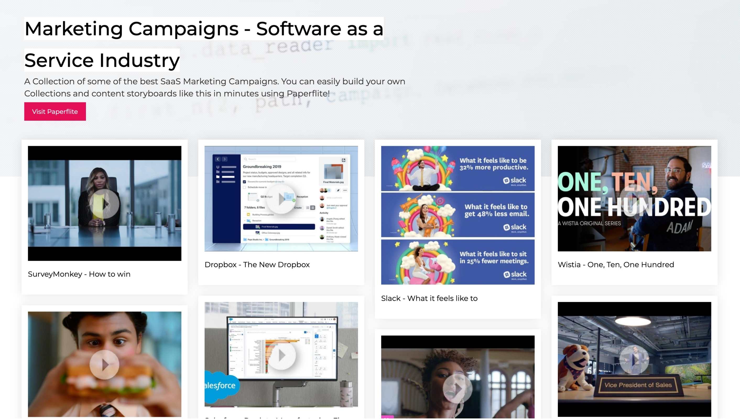 A Paperflite collection of Marketing Campaign examples in the SaaS industry