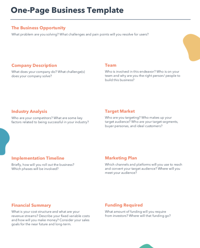One pager template
