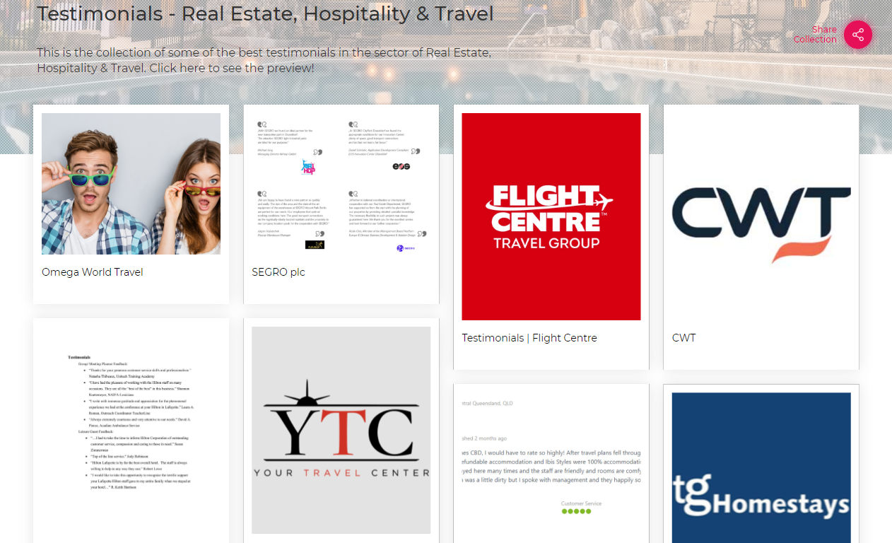 Testimonials-Real Estate, Hospitality & Travel