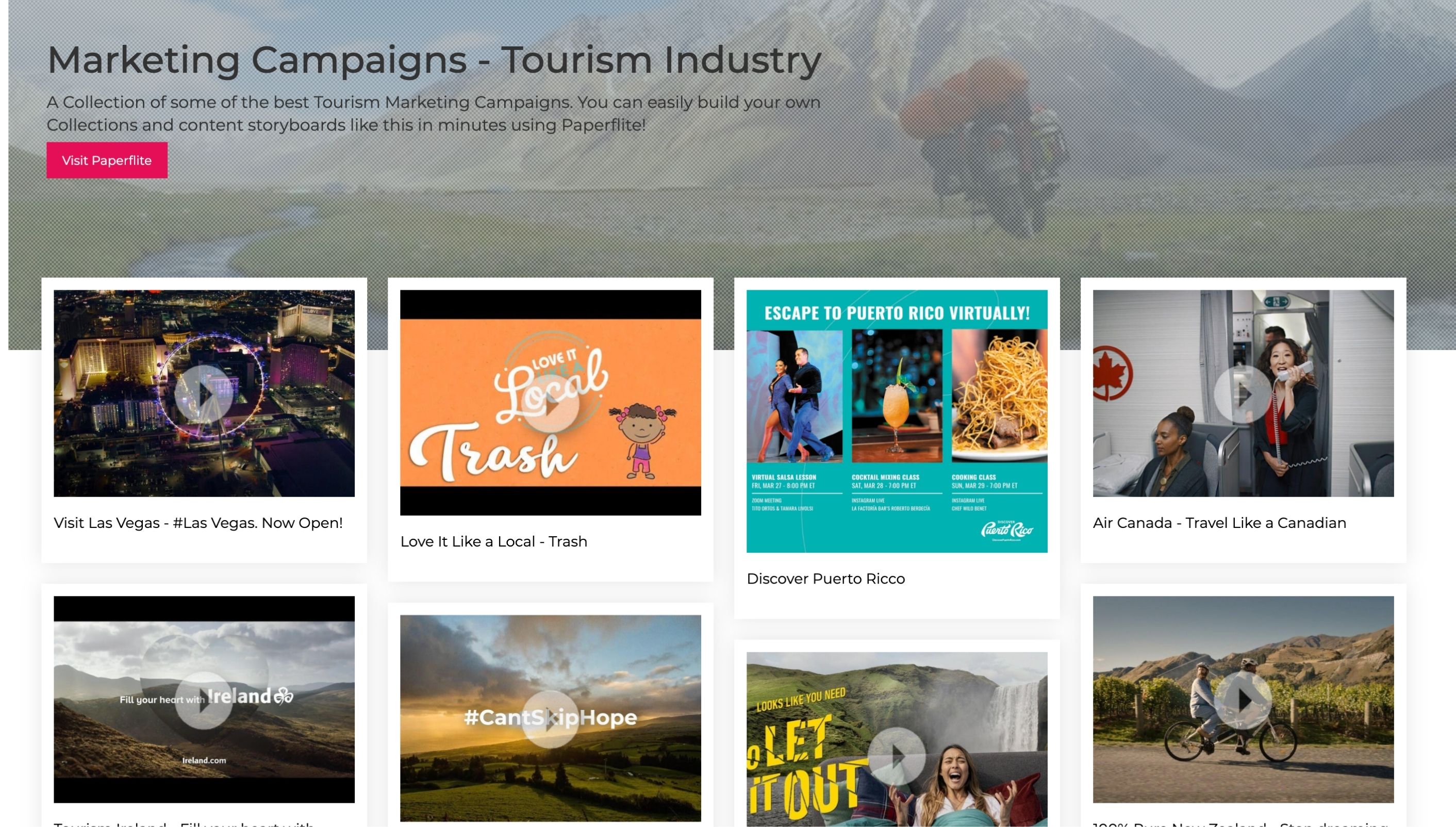 A Paperflite collection of Marketing Campaign examples in the Tourism industry