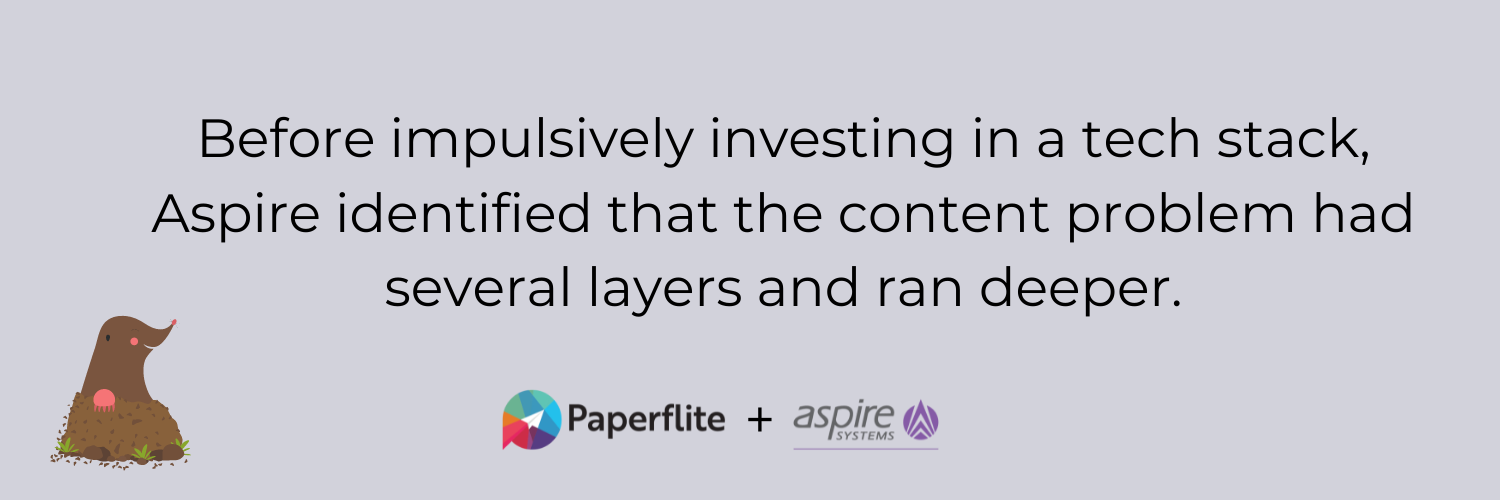 a case study infographic of how aspire systems solved its content problem using Paperflite, a sales enablement platform