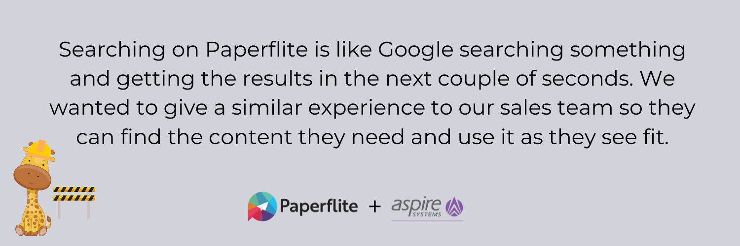 a case study infographic of how aspire systems solved its content problem using Paperflite, a sales enablement platform