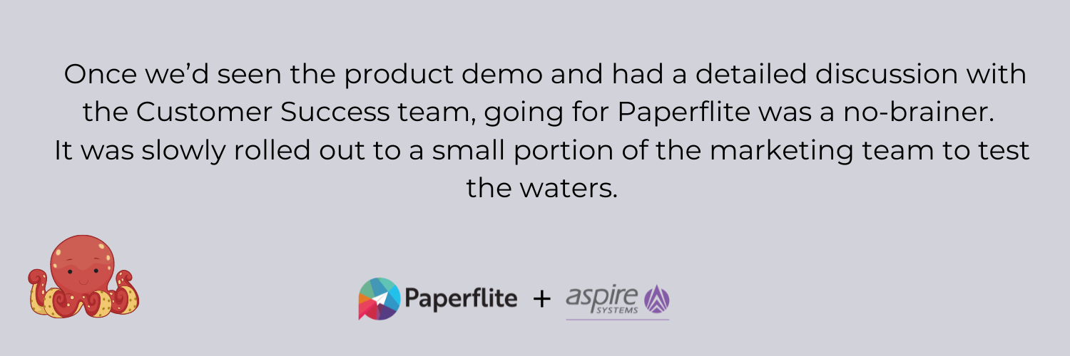 a case study infographic of how aspire systems solved its content problem using Paperflite, a sales enablement platform