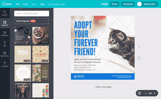 a gif showing the canva platform on a blog post by paperflite