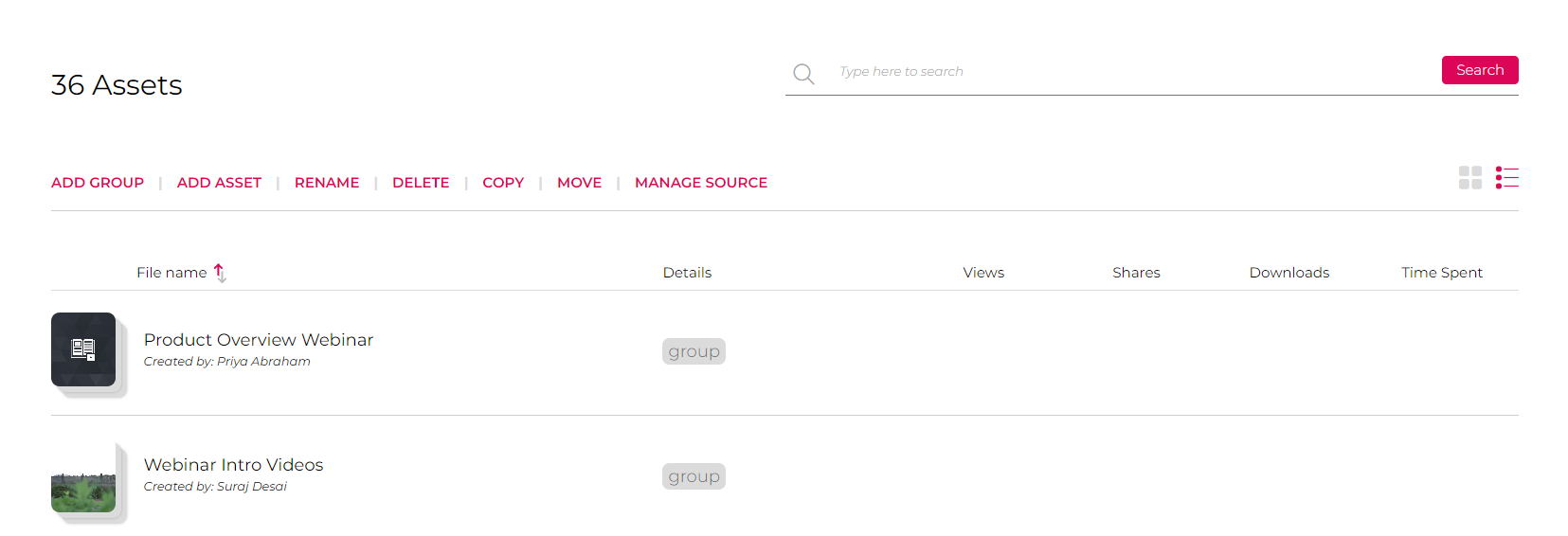 groups section in the streams of paperflite