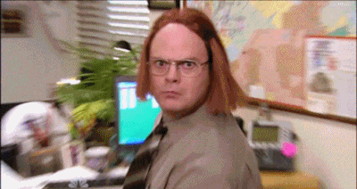 dwight schrute with wigs for every person in the office